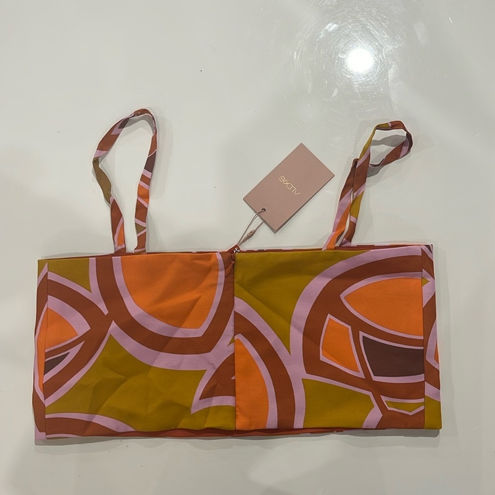 NWT Alexis Giorgina Cropped Top Abstract Orange - Picture 4 of 4